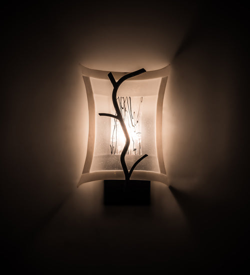 Meyda Lighting Metro Fusion 9" Black Twigs Wall Sconce With White Shade Glass