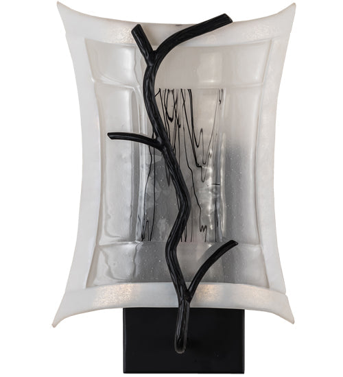 Meyda Lighting Metro Fusion 9" Black Twigs Wall Sconce With White Shade Glass