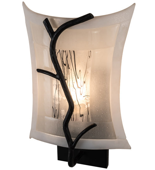Meyda Lighting Metro Fusion 9" Black Twigs Wall Sconce With White Shade Glass