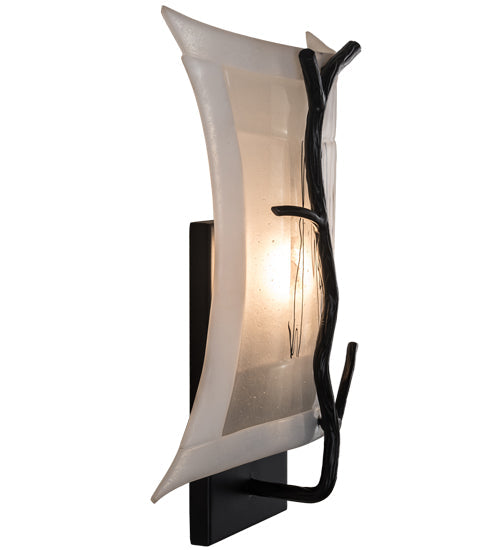 Meyda Lighting Metro Fusion 9" Black Twigs Wall Sconce With White Shade Glass