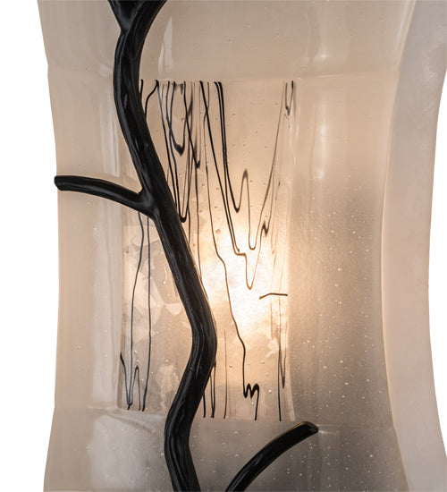 Meyda Lighting Metro Fusion 9" Black Twigs Wall Sconce With White Shade Glass