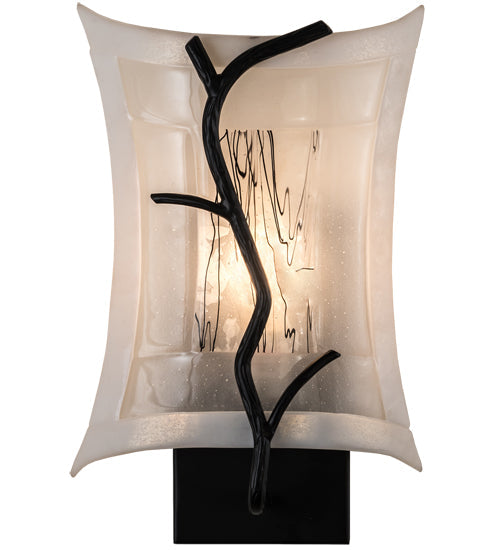 Meyda Lighting Metro Fusion 9" Black Twigs Wall Sconce With White Shade Glass