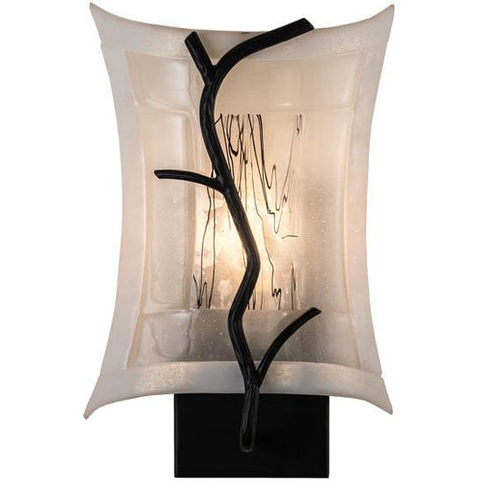 Meyda Lighting Metro Fusion 9" Black Twigs Wall Sconce With White Shade Glass