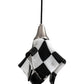 Meyda Lighting Metro Fusion 9" Brushed Nickel Handkerchief Grand Prix Mini Pendant Light With Black & White Shade Glass