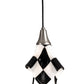 Meyda Lighting Metro Fusion 9" Brushed Nickel Handkerchief Grand Prix Mini Pendant Light With Black & White Shade Glass