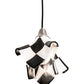 Meyda Lighting Metro Fusion 9" Brushed Nickel Handkerchief Grand Prix Mini Pendant Light With Black & White Shade Glass