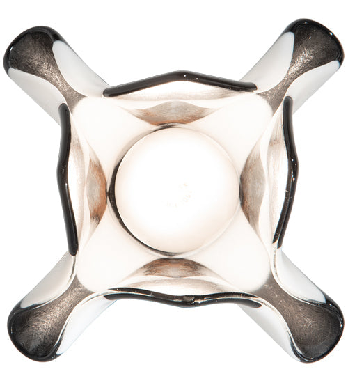 Meyda Lighting Metro Fusion 9" Brushed Nickel Handkerchief Grand Prix Mini Pendant Light With Black & White Shade Glass