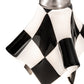 Meyda Lighting Metro Fusion 9" Brushed Nickel Handkerchief Grand Prix Mini Pendant Light With Black & White Shade Glass