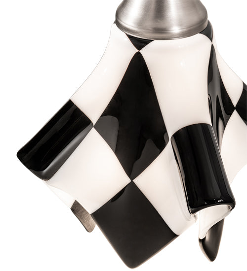 Meyda Lighting Metro Fusion 9" Brushed Nickel Handkerchief Grand Prix Mini Pendant Light With Black & White Shade Glass