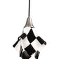 Meyda Lighting Metro Fusion 9" Brushed Nickel Handkerchief Grand Prix Mini Pendant Light With Black & White Shade Glass