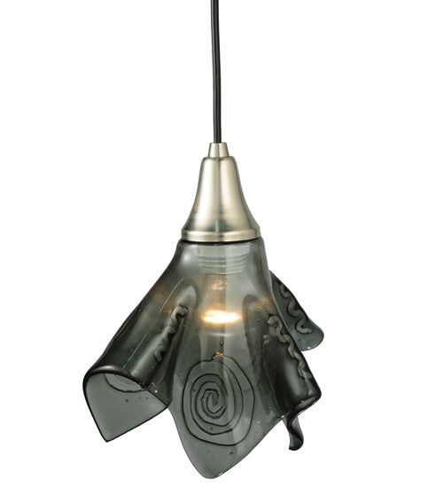 Meyda Lighting Metro Fusion 9" Brushed Nickel Super Nova Mini Pendant Light With Black Fused Shade Glass