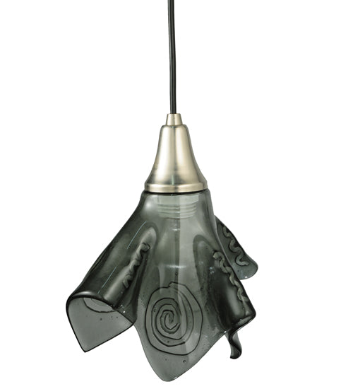 Meyda Lighting Metro Fusion 9" Brushed Nickel Super Nova Mini Pendant Light With Black Fused Shade Glass