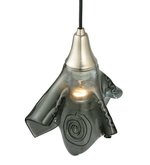 Meyda Lighting Metro Fusion 9" Brushed Nickel Super Nova Mini Pendant Light With Black Fused Shade Glass