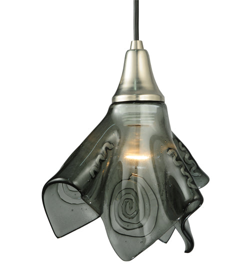 Meyda Lighting Metro Fusion 9" Brushed Nickel Super Nova Mini Pendant Light With Black Fused Shade Glass
