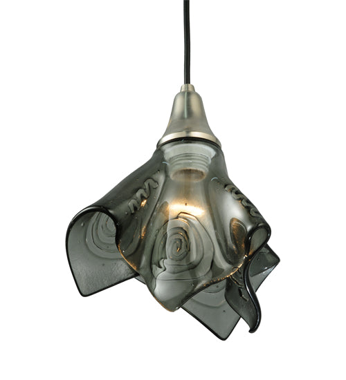 Meyda Lighting Metro Fusion 9" Brushed Nickel Super Nova Mini Pendant Light With Black Fused Shade Glass