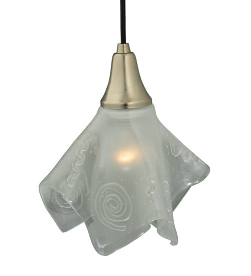 Meyda Lighting Metro Fusion 9" Brushed Nickel Super Nova Pendant Light With Sandblasted Clear Shade Glass