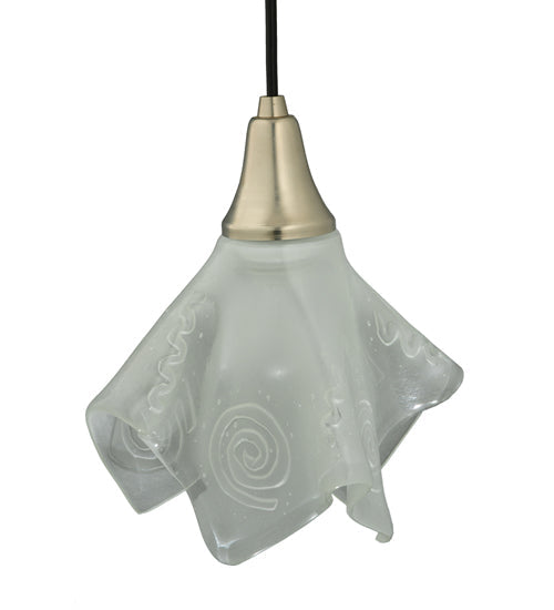 Meyda Lighting Metro Fusion 9" Brushed Nickel Super Nova Pendant Light With Sandblasted Clear Shade Glass