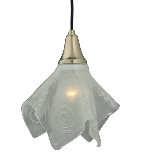 Meyda Lighting Metro Fusion 9" Brushed Nickel Super Nova Pendant Light With Sandblasted Clear Shade Glass