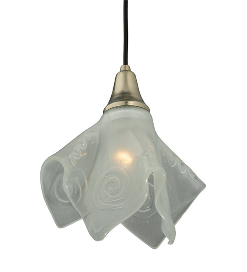 Meyda Lighting Metro Fusion 9" Brushed Nickel Super Nova Pendant Light With Sandblasted Clear Shade Glass