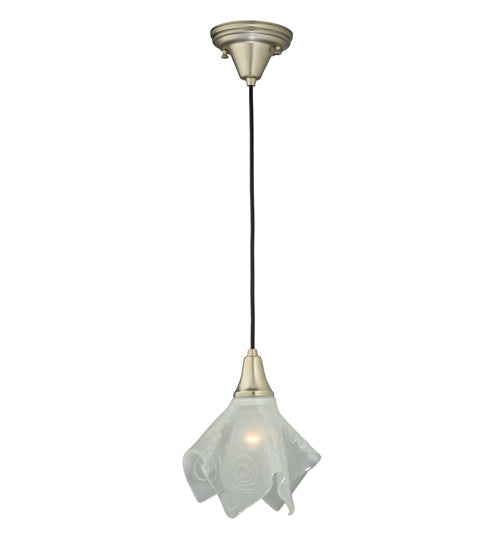 Meyda Lighting Metro Fusion 9" Brushed Nickel Super Nova Pendant Light With Sandblasted Clear Shade Glass