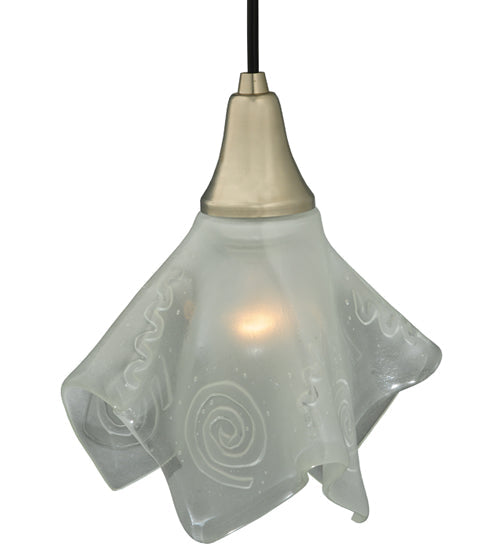 Meyda Lighting Metro Fusion 9" Brushed Nickel Super Nova Pendant Light With Sandblasted Clear Shade Glass