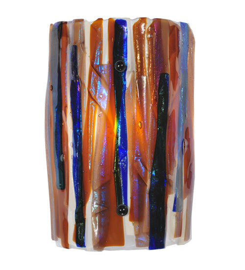 Meyda Lighting Metro Fusion 9" LED Frosted Oceano Wall Sconce With Multi-Colored Iridescent Shade Glass