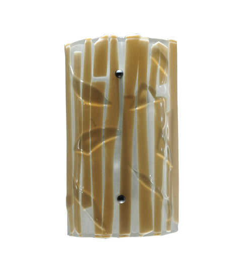 Meyda Lighting Metro Fusion 9" Nickel Bambu Wall Sconce With Beige and Clear Shade Glass