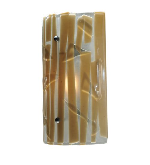 Meyda Lighting Metro Fusion 9" Nickel Bambu Wall Sconce With Beige and Clear Shade Glass