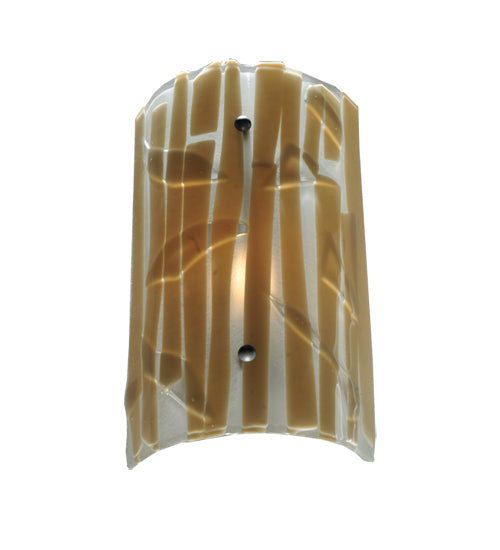 Meyda Lighting Metro Fusion 9" Nickel Bambu Wall Sconce With Beige and Clear Shade Glass