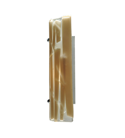 Meyda Lighting Metro Fusion 9" Nickel Bambu Wall Sconce With Beige and Clear Shade Glass