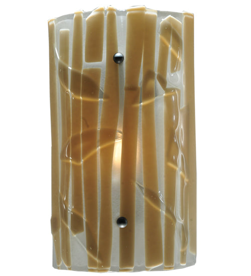 Meyda Lighting Metro Fusion 9" Nickel Bambu Wall Sconce With Beige and Clear Shade Glass