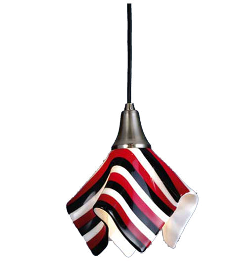 Meyda Lighting Metro Fusion 9" Nickel Handkerchief Badabing Mini Pendant Light With Multi-Colored Shade Glass