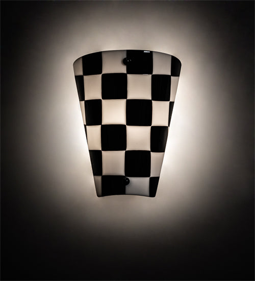 Meyda Lighting Metro Fusion 9" Nickel Handkerchief Grand Prix Wall Sconce With Black & White Shade Glass