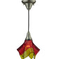 Meyda Lighting Metro Fusion 9" Nickel Handkerchief Stratos Solare Mini Pendant Light With Orange & Yellow Shade Glass