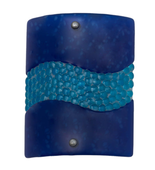 Meyda Lighting Metro Fusion 9" Nickel Marea Wall Sconce With Blue Pebbles Shade Glass