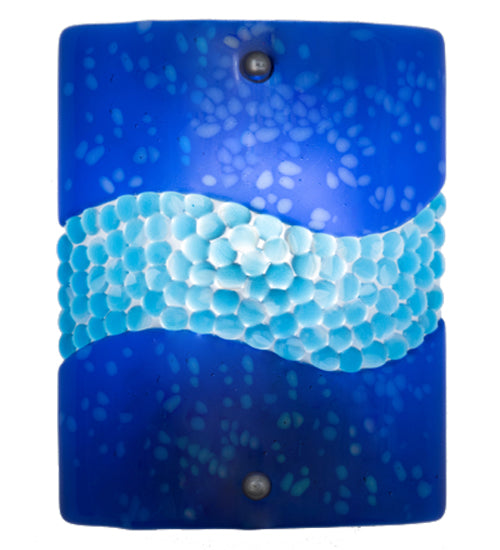 Meyda Lighting Metro Fusion 9" Nickel Marea Wall Sconce With Blue Pebbles Shade Glass