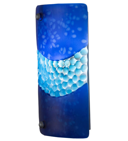 Meyda Lighting Metro Fusion 9" Nickel Marea Wall Sconce With Blue Pebbles Shade Glass