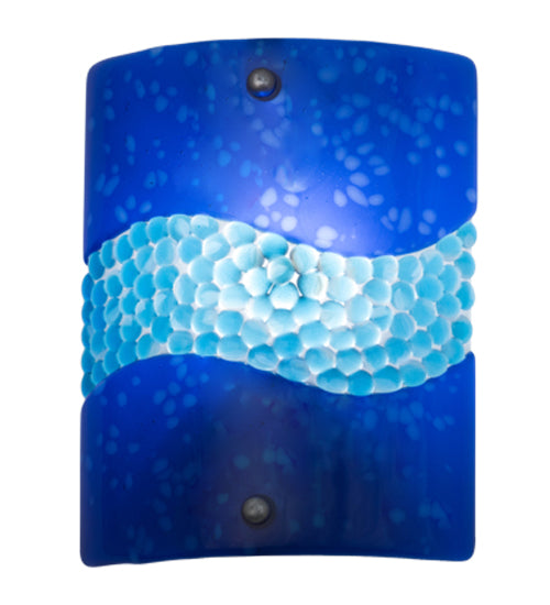 Meyda Lighting Metro Fusion 9" Nickel Marea Wall Sconce With Blue Pebbles Shade Glass