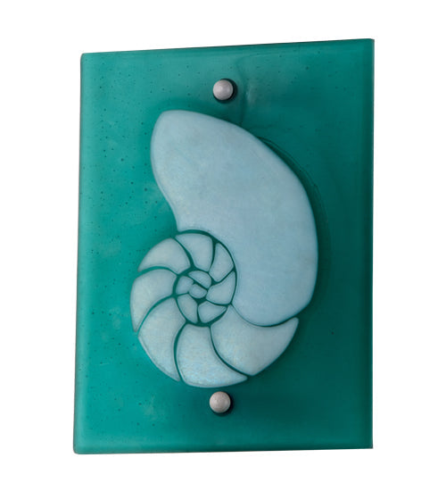 Meyda Lighting Metro Fusion 9" Nickel Nautilus Wall Sconce With Aqua Green & White Shade Glass
