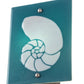 Meyda Lighting Metro Fusion 9" Nickel Nautilus Wall Sconce With Blue & White Shade Glass
