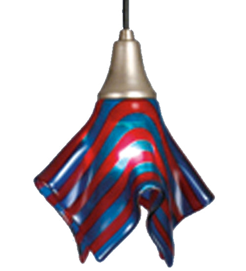 Meyda Lighting Metro Fusion 9" Nickel Satrial's Dream Mini Pendant Light With Red & Blue Shade Glass