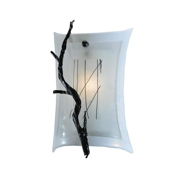 Meyda Lighting Metro Fusion 9" Textured Black Twigs Wall Sconce With White Fused Shade Glass