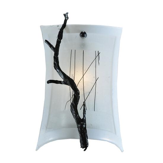 Meyda Lighting Metro Fusion 9" Textured Black Twigs Wall Sconce With White Fused Shade Glass