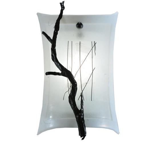 Meyda Lighting Metro Fusion 9" Textured Black Twigs Wall Sconce With White Fused Shade Glass