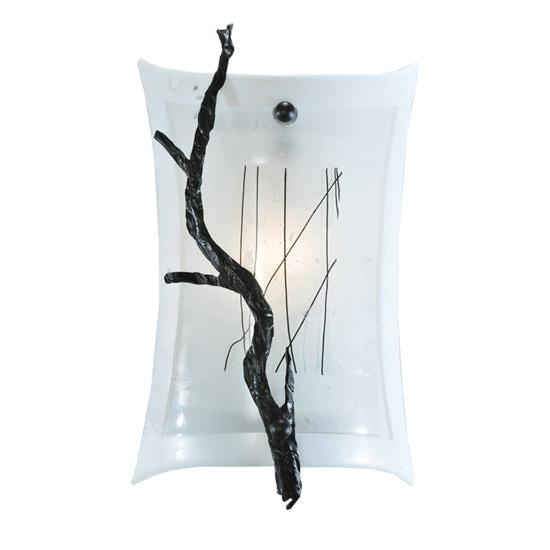 Meyda Lighting Metro Fusion 9" Textured Black Twigs Wall Sconce With White Fused Shade Glass