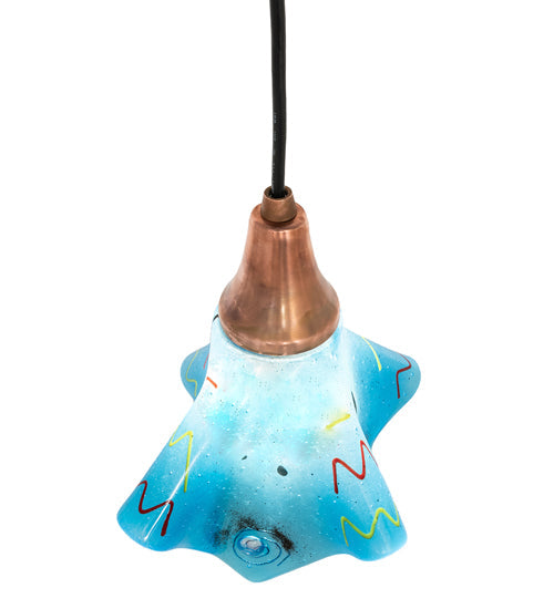 Meyda Lighting Metro Fusion 9" Vintage Copper Electra Mini Pendant Light With Blue Shade Glass