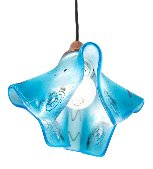 Meyda Lighting Metro Fusion 9" Vintage Copper Electra Mini Pendant Light With Blue Shade Glass