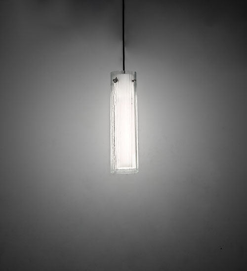 Meyda Lighting Metro Mist 5" Nickel Cilindro Mini Pendant Light With Clear Rainy View & Statuario Idalight Shade