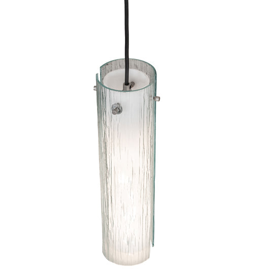 Meyda Lighting Metro Mist 5" Nickel Cilindro Mini Pendant Light With Clear Rainy View & Statuario Idalight Shade
