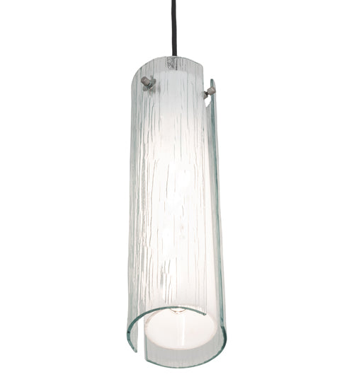 Meyda Lighting Metro Mist 5" Nickel Cilindro Mini Pendant Light With Clear Rainy View & Statuario Idalight Shade
